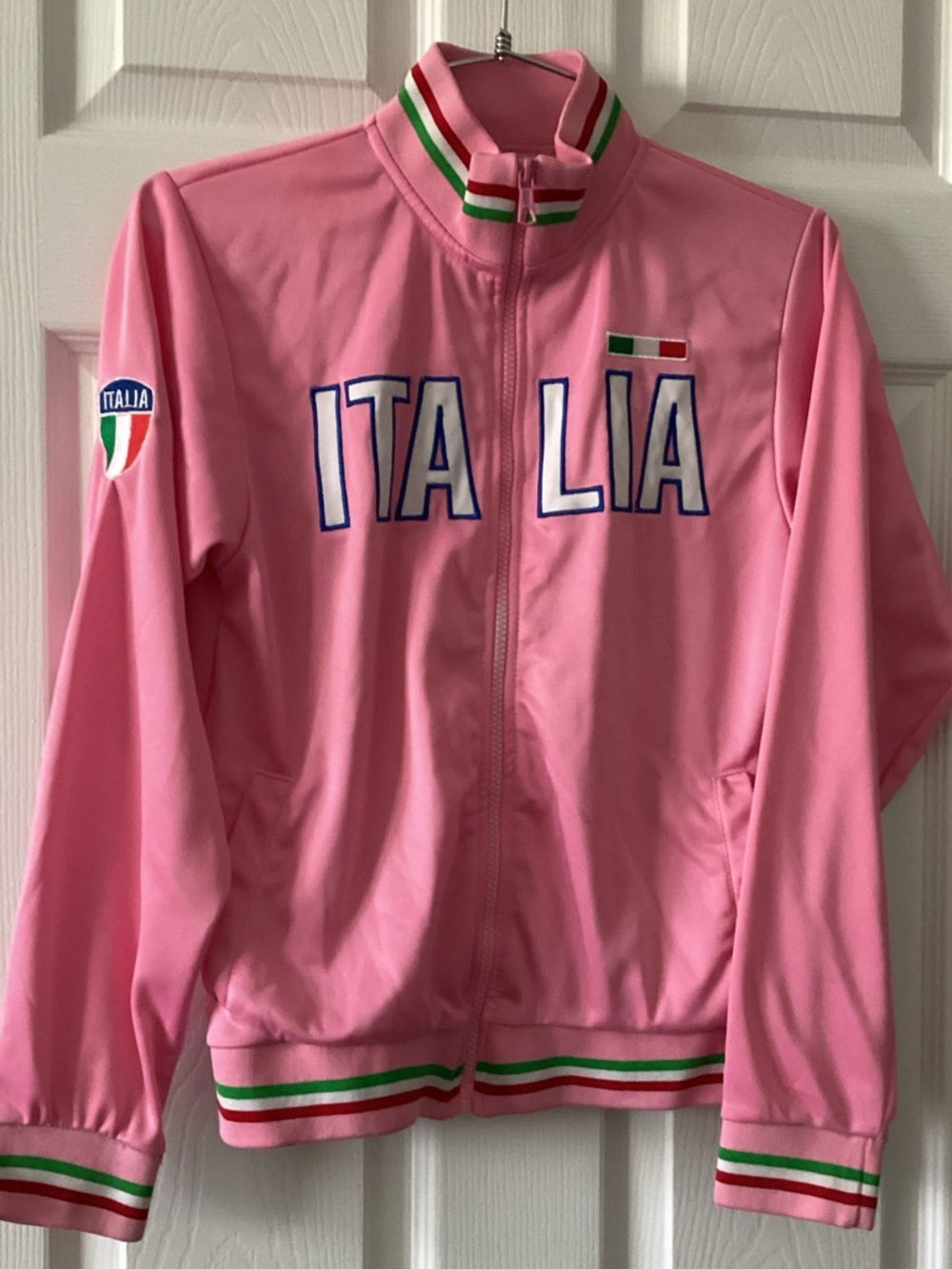 Italia Pink Track Jacket with Green-White-Red Trim